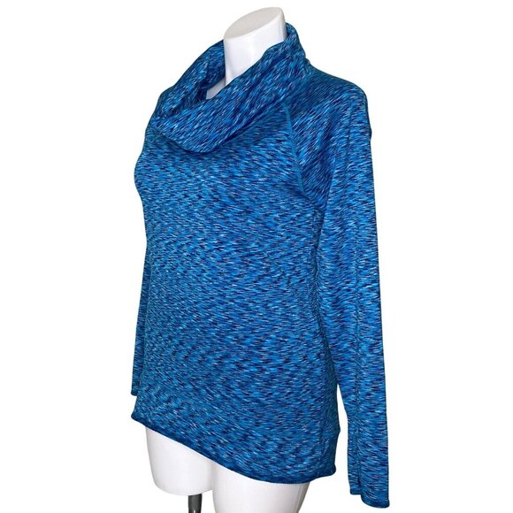 Athleta Blue Space Dye Tranquility Pullover Cowl Neck Top, Women's Size L - Picture 7 of 10